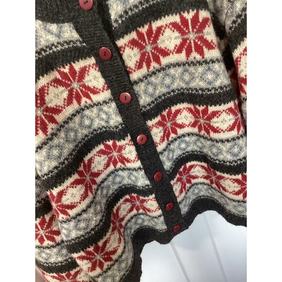 VTG Women's Wool Fair Isle Print Button Front Cardigan Sweater Multicolor Medium - Picture 4 of 10